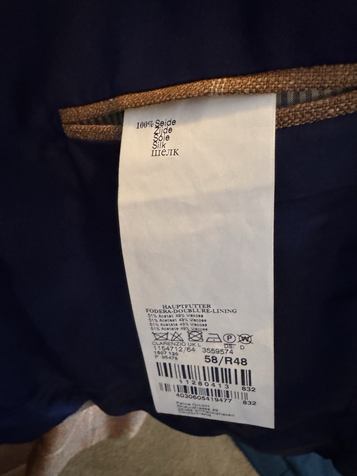 Barutti 100% Silk Sport Coat Jacket Tan Multi Plaid Made in Germany Excellent