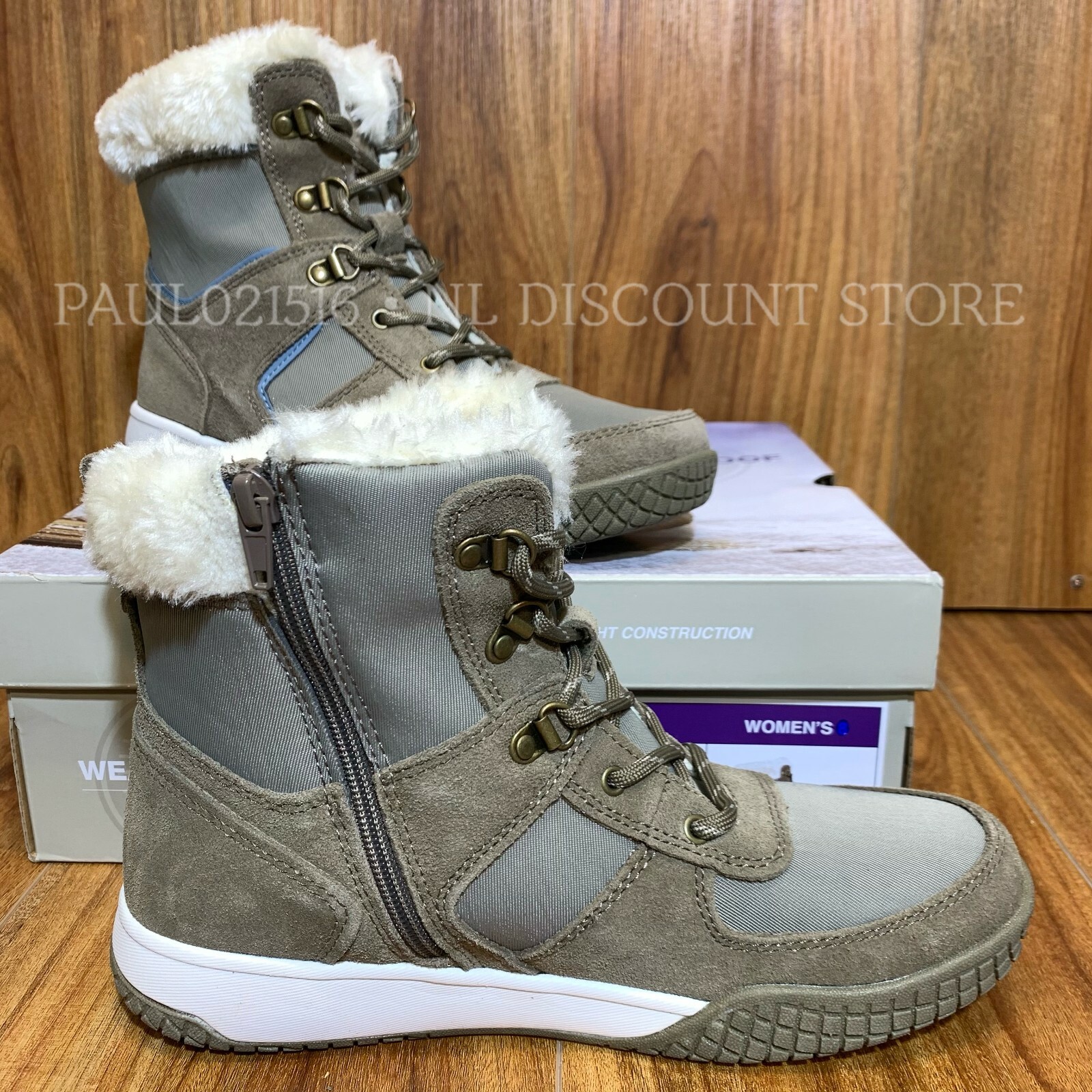 WEATHERPROOF Women’s Chloe Snow Winter Boots ~ Tan/Blue ~ Various Sizes ! !