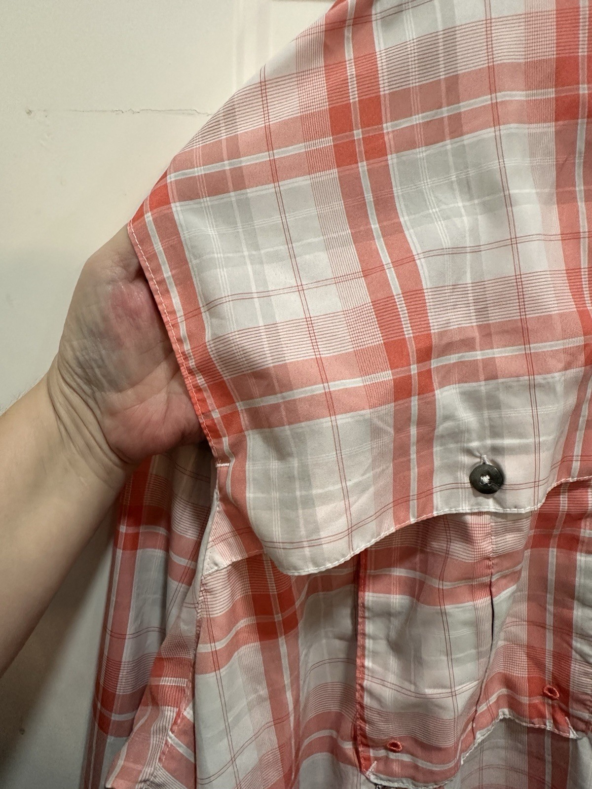 Magellan Fishing Shirt Men’s 4XL Pink White Plaid Button Down Vented Quick Dry