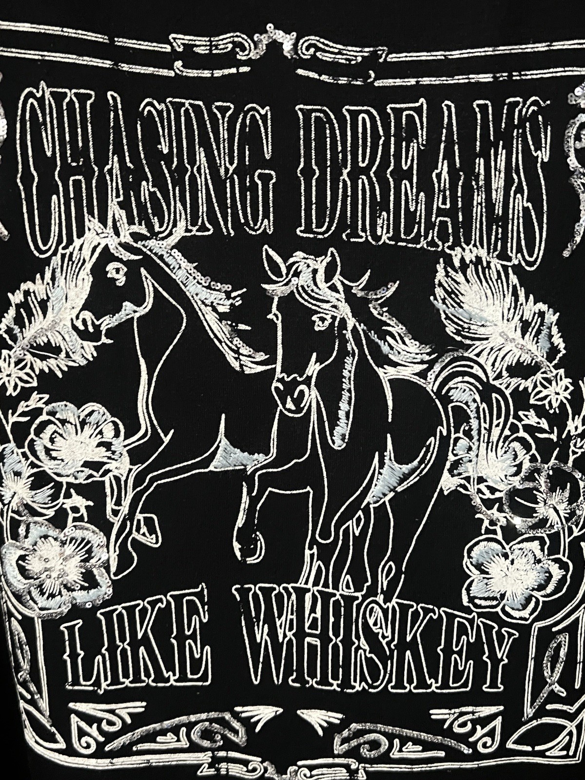 Torrid 3 Plus Womens Chasing Dreams Like Whiskey Ruffle Sequin Sweatshirt