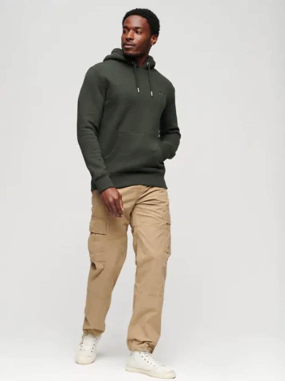 Superdry Mens Vintage Logo Essential Hoodie Olive Marl