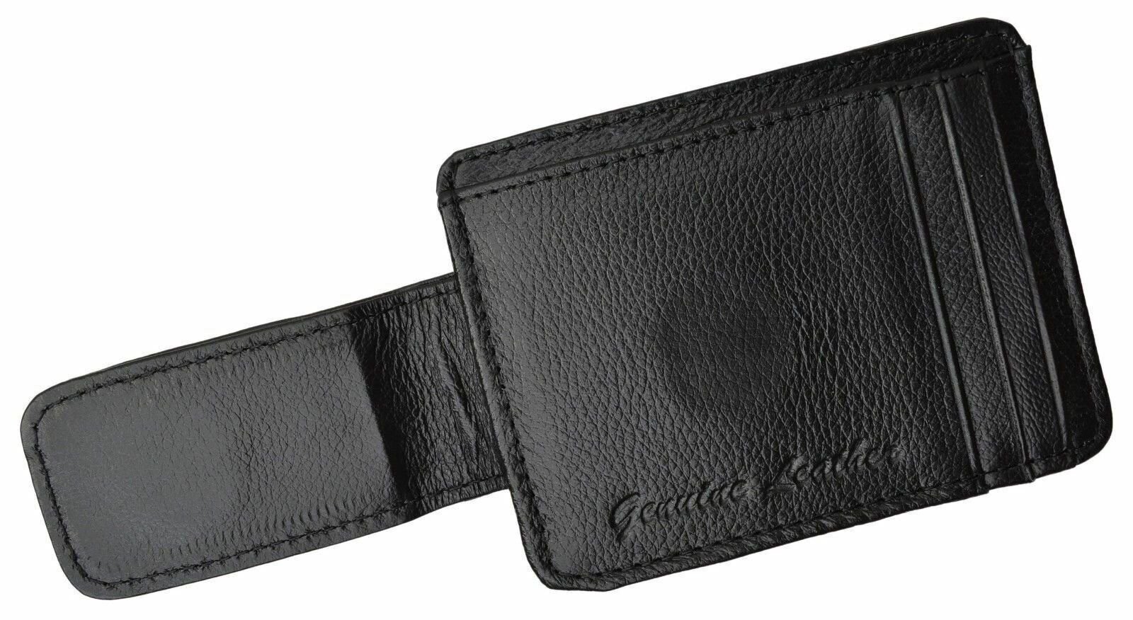 Black Men’s Leather Slim Money Clip Front Pocket Wallet Thin Credit Card Holder
