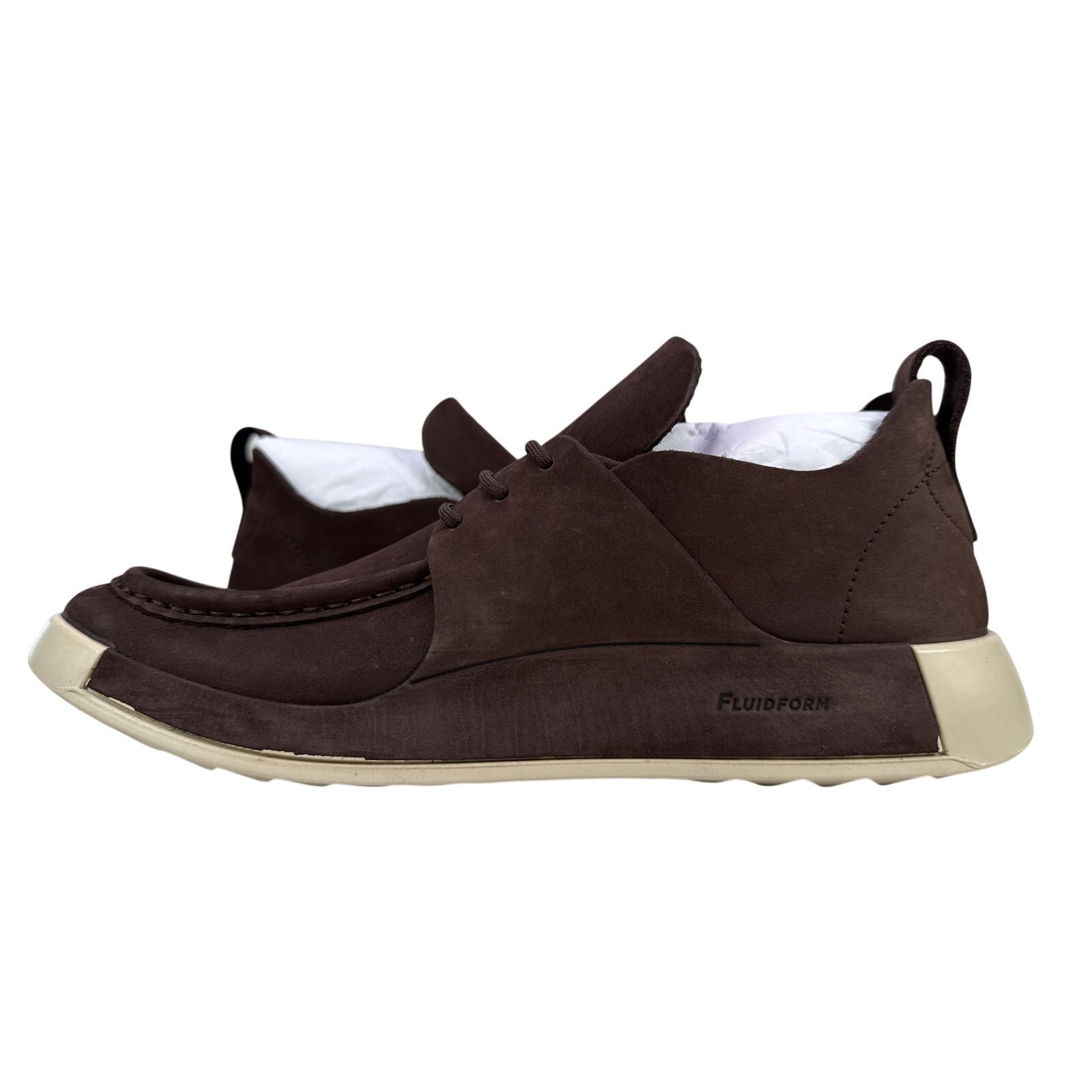 Ecco Cozmo Moccasin 2ND Mens 10-10.5 EU 44 Brown Nubuck Leather Mocha Lace up