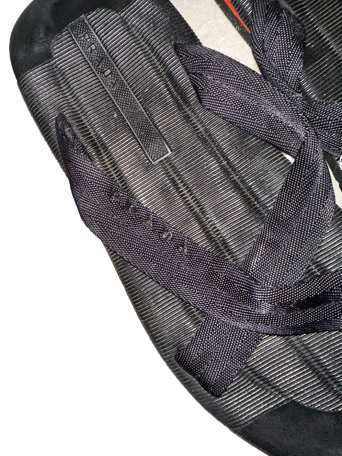PRADA Sport ‘Cross Strap’ Nylon Rubber Black Sandals Size US 10/44