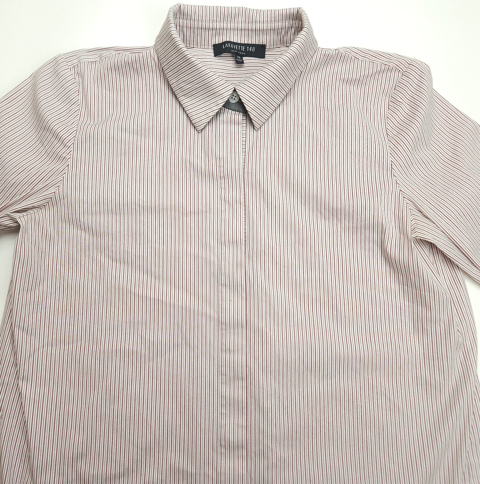 XS Lafayette 148 Womens Button Blouse Top Shirt Hidden Button Cotton Polyamide