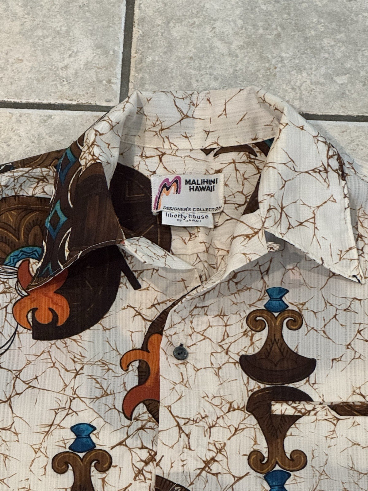 Vintage 60s 70s Malihini Hawaii Liberty House Designer’s Collection Shirt L tiki