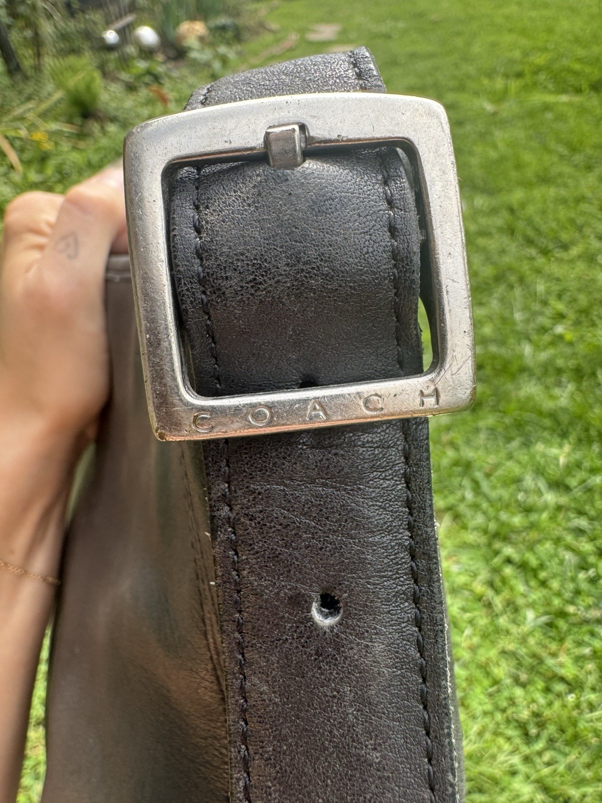 Coach Black Medium Shoulder Bag Purse Magnetic/Zip, Silver HW, Buckle Logo