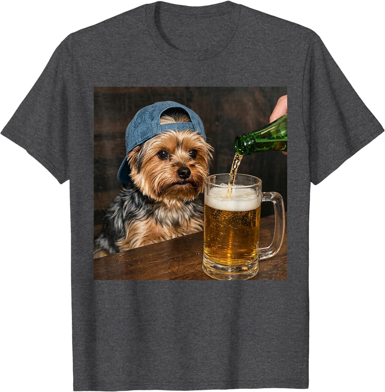 Yorkie Drinking Beer Funny Dog Meme T-Shirt