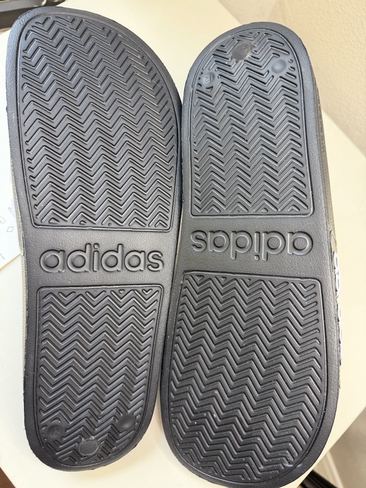 Adidas Adilette Shower Slides Black White Men’s Size 12 NWT
