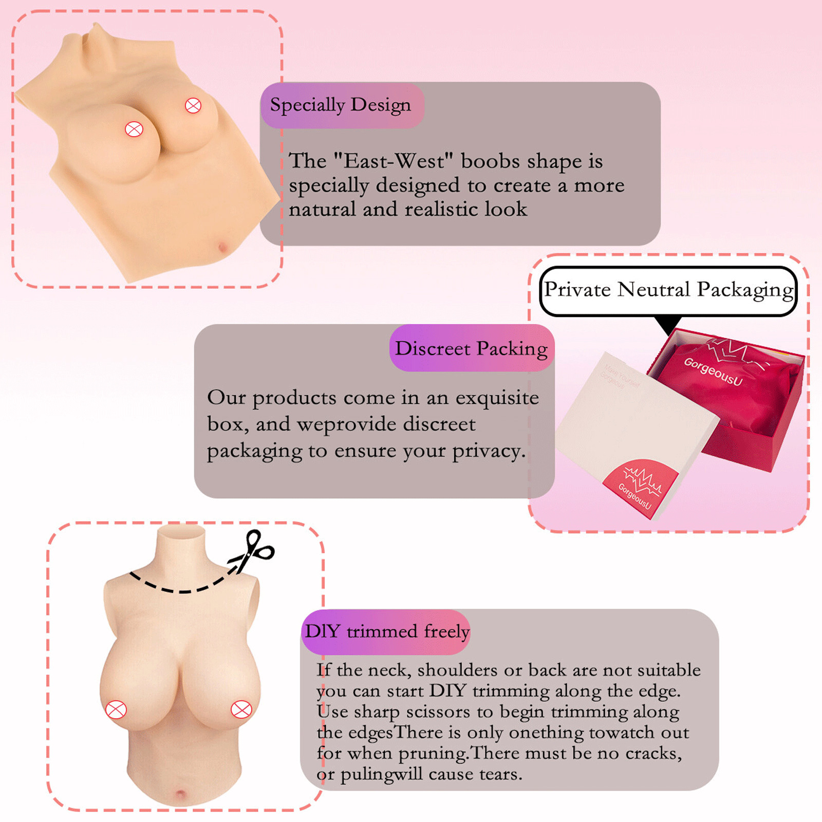 Silicone breasts breast prosthesis silicone breasts false breasts for crossdresser C-H Cup