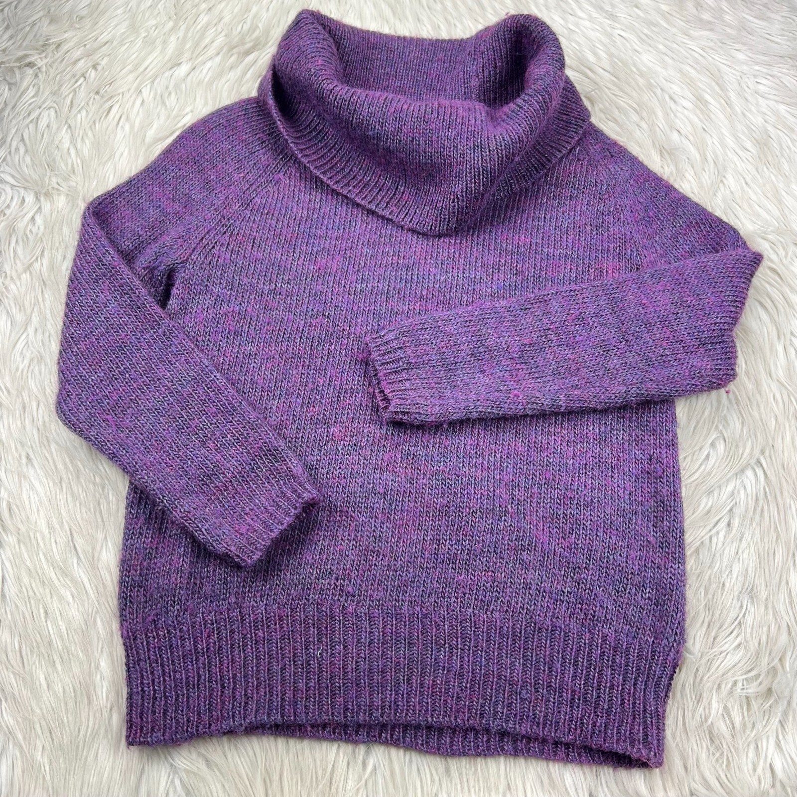 Chico’s Women’s 0 US S Purple Marled Cowl Neck Sweater Wool Acrylic Blend