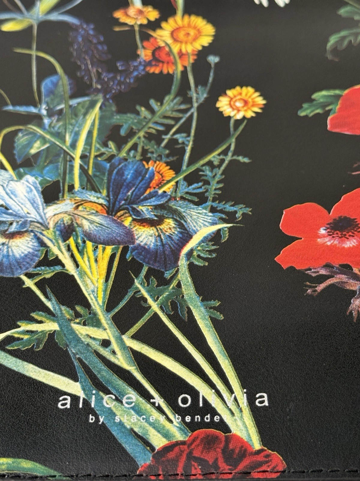 Alice + Olivia Midnight Meadows Floral Large Zip Pouch Clutch Wristlet NWOT