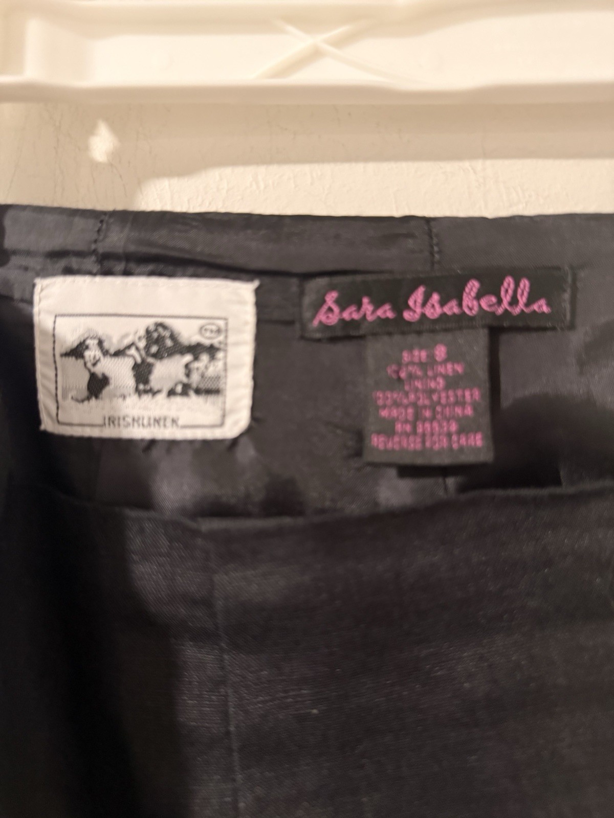 Sara Isabella Women’s Black Linen Ankle Pants Straight Mid Rise Zip