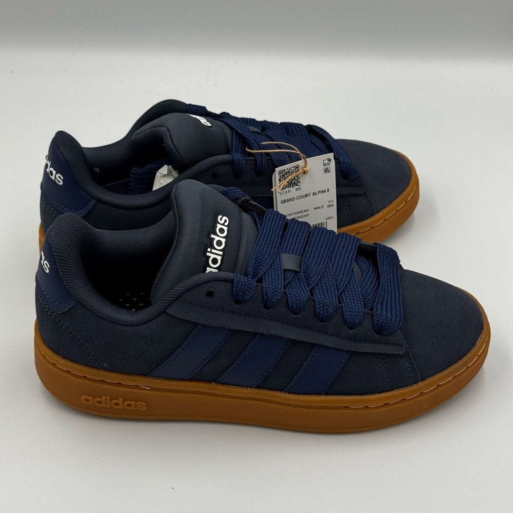 Unisex Adidas Grand Court Alpha Youth Sneakers Navy Gum Size 4