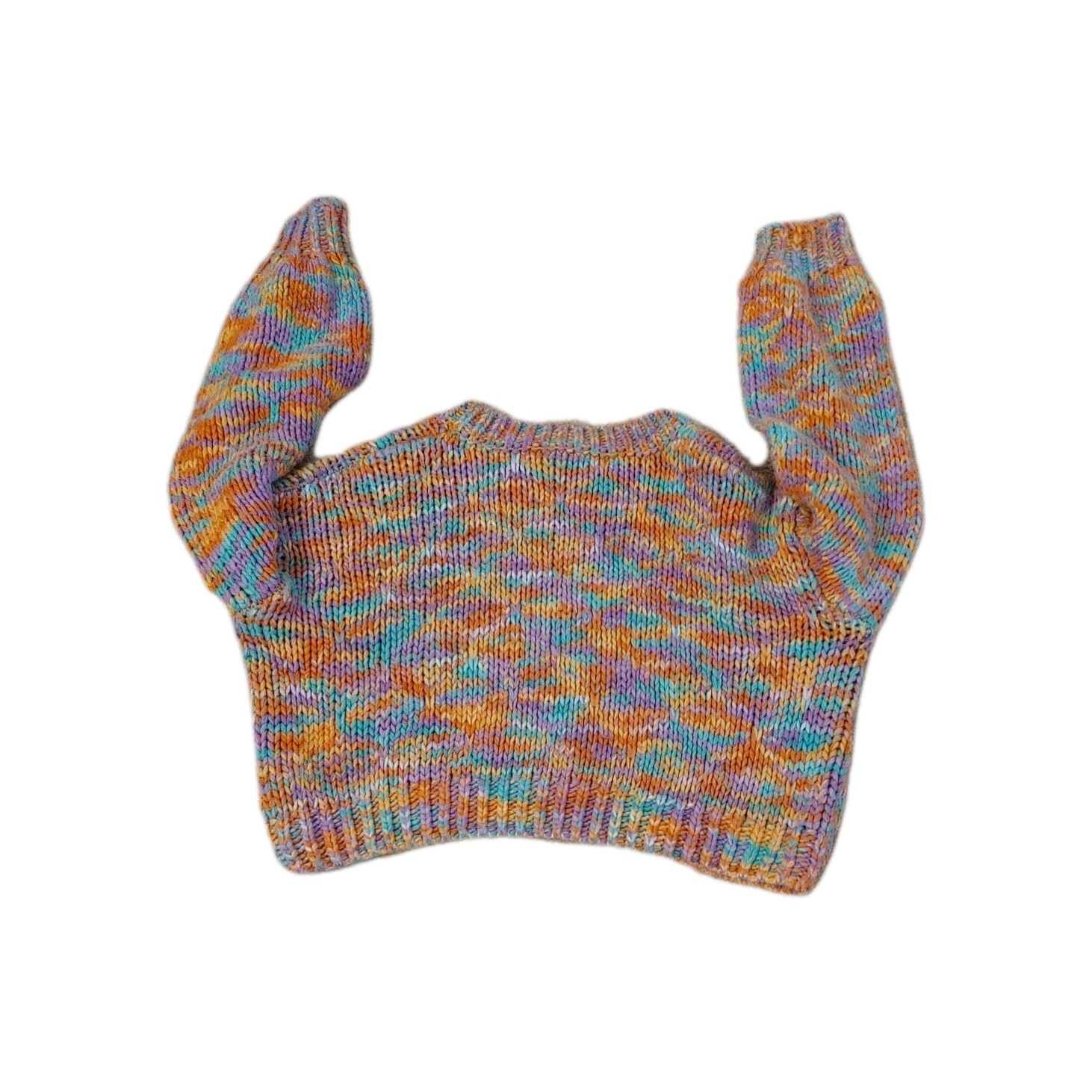 Storia Sweater Rainbow Confetti Crew Cropped Chunky Sweater Women’s Size Medium
