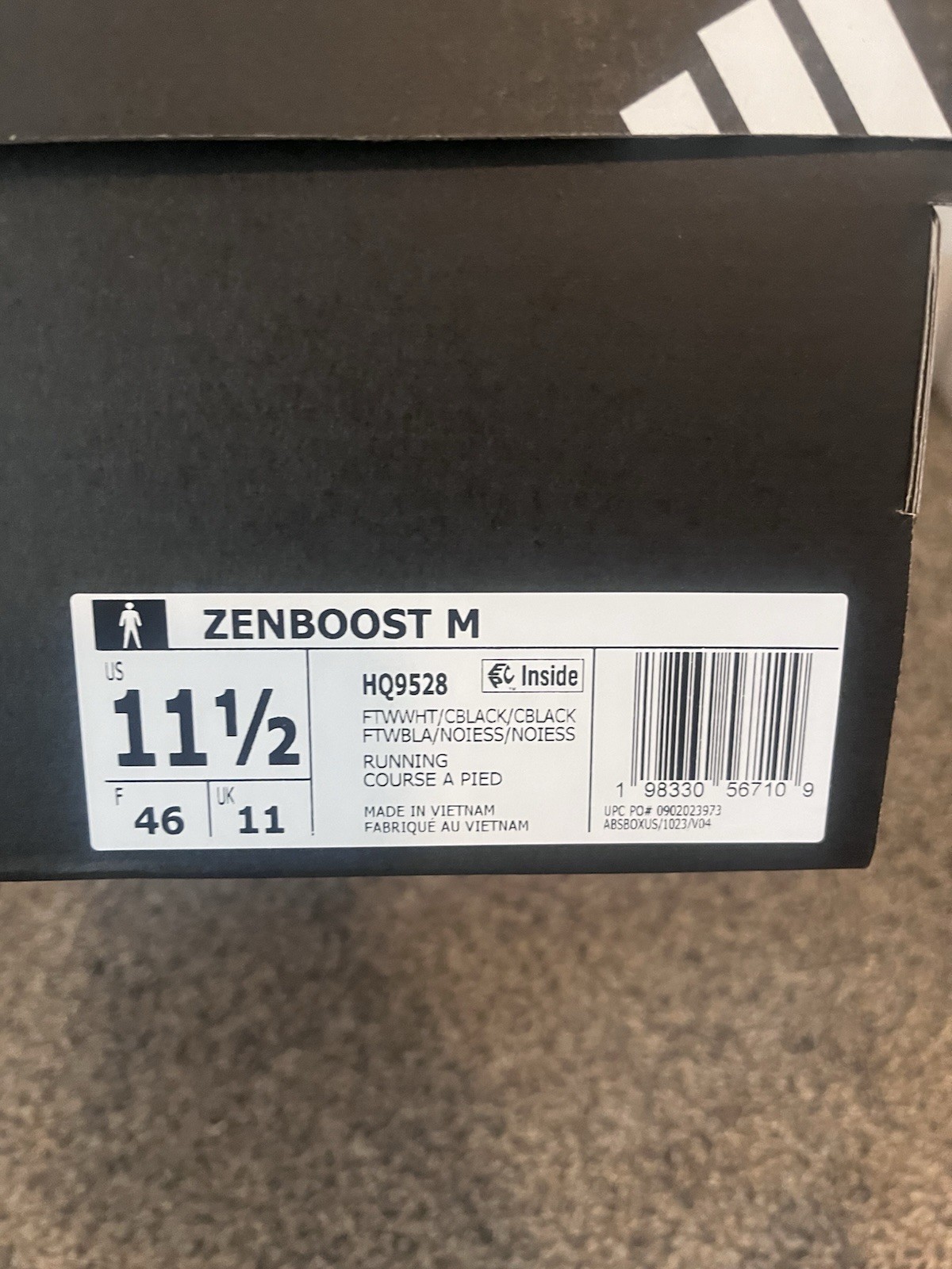 adidas Zenboost M Men’s Running Sneakers White/Black Low Top Lace-Up HQ9528