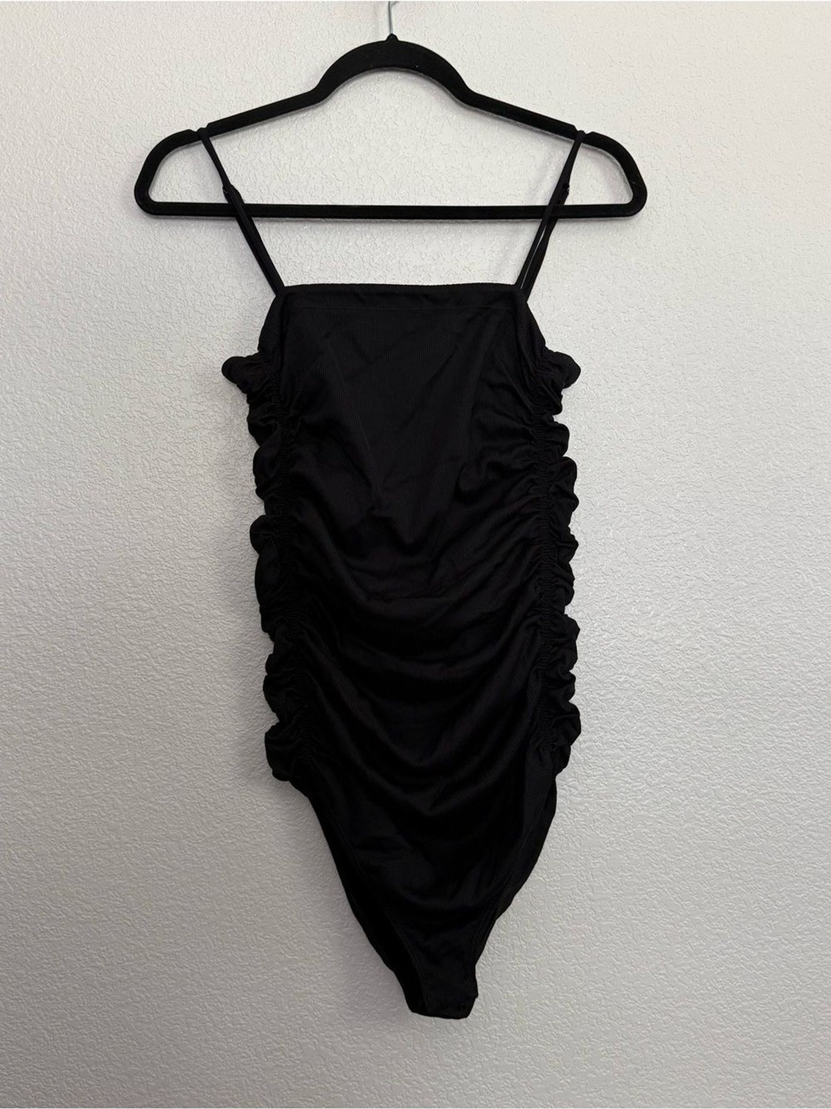 Free People Intimately On Your Side Ruched Black Bodysuit Large