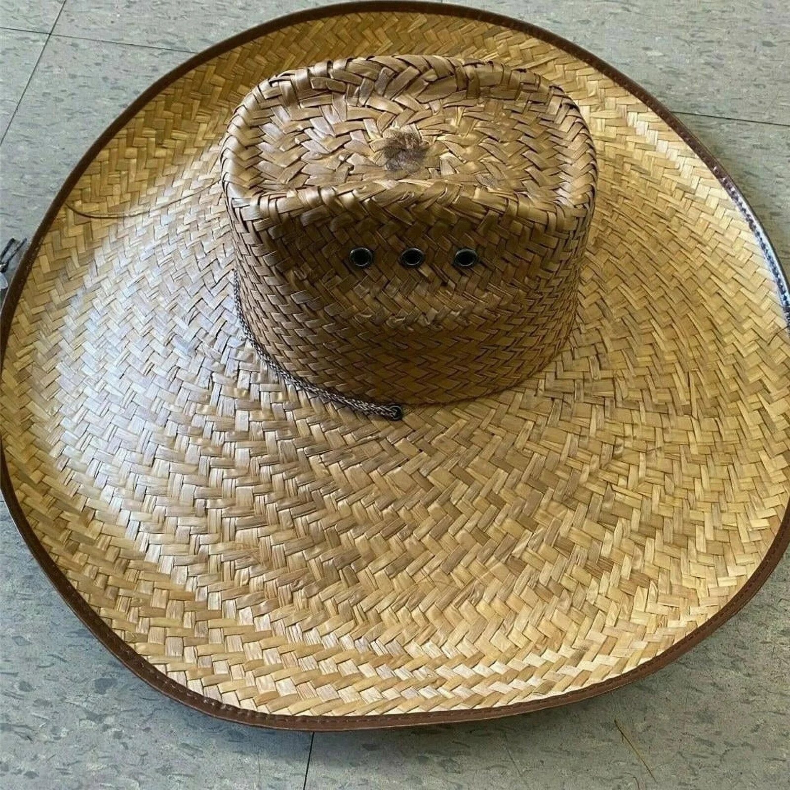 Wide Brim Palm Straw Sombrero Hat Jumbo Size Brim Made in MEXICO Gardening Beach
