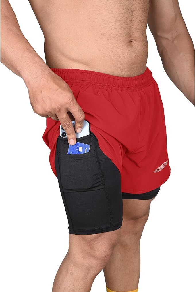 Exxact Sports 2 in 1 Shorts Men – Athletic Shorts with Compression Liner Men