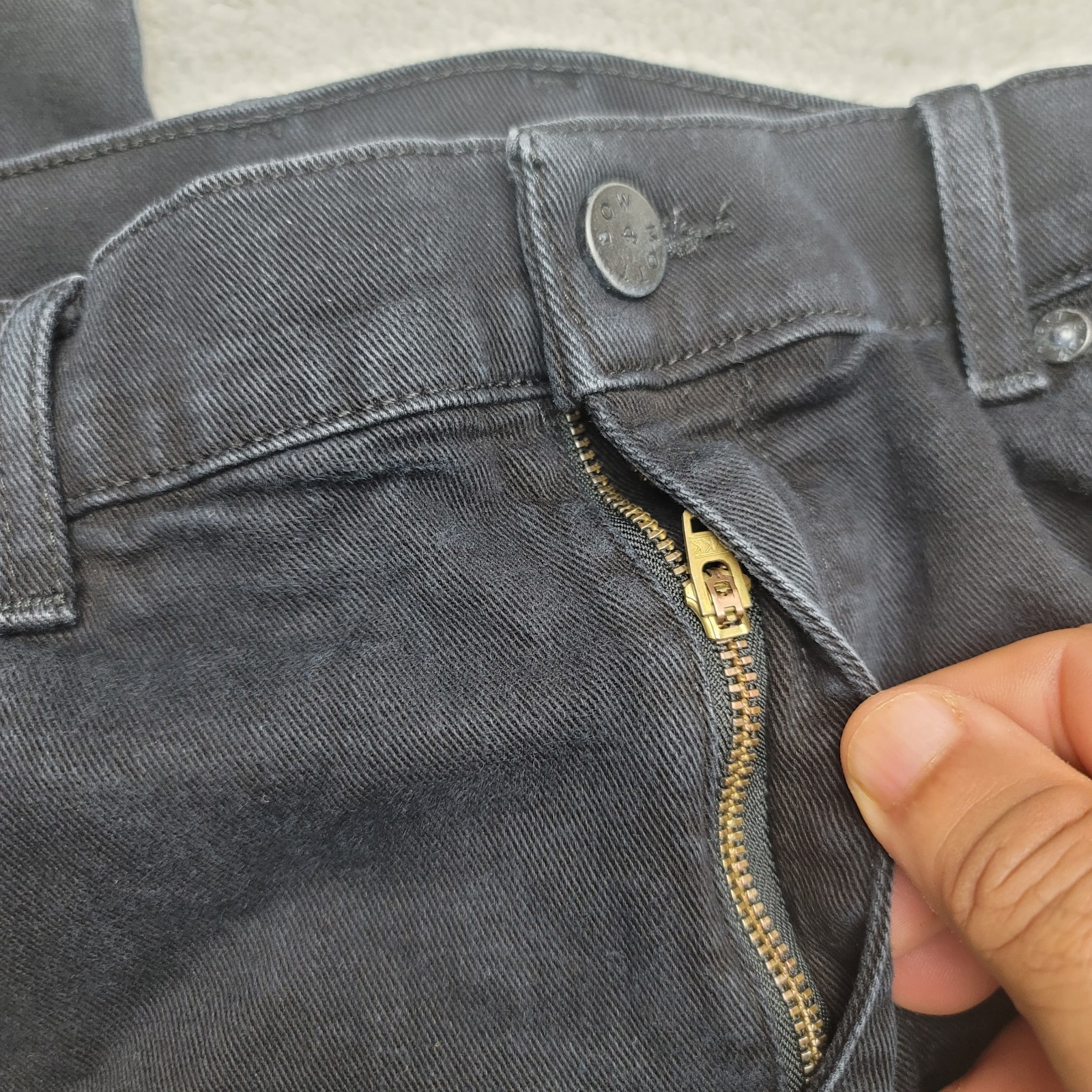 Mott & Bow Jeans Mens Size 38×33 Black Slim Fit Denim Stretch Zipper Fly