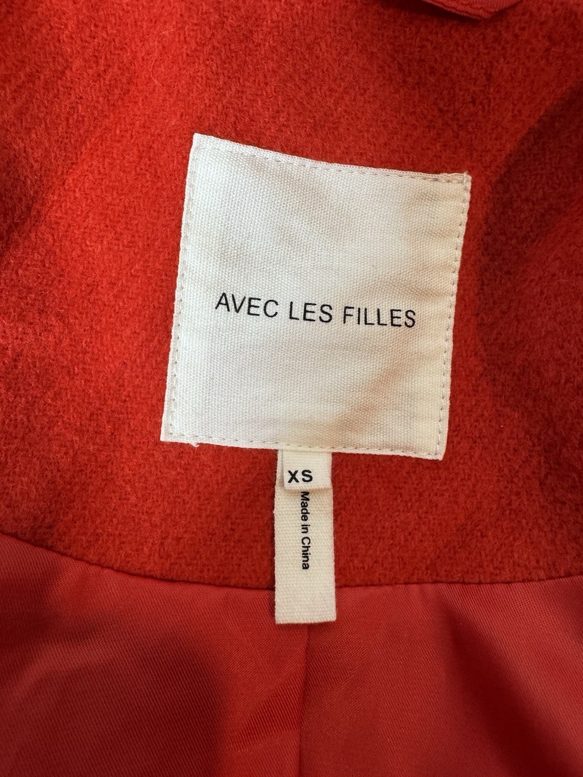 Avec Les Filles Red Double-Breasted Long Trench Coat, Size XS