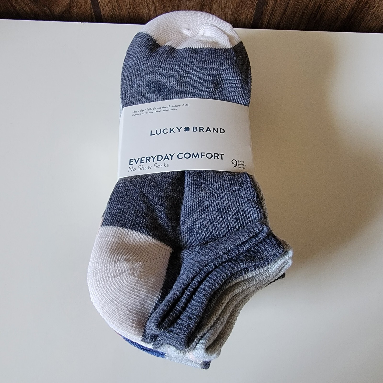 Lucky Brand 9 Pairs No Show Socks Everyday Comfort Size 4-10 Contrast Heel & Toe