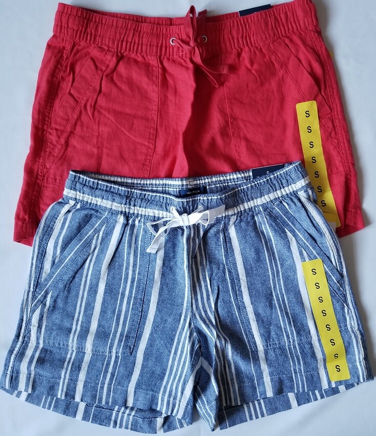 New Nautica Women’s Pull On Shorts Linen Blend Slant Pockets Great Gift NWT