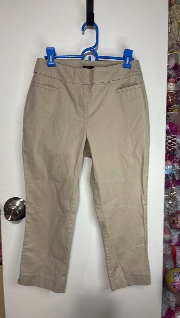 Ann Taylor Factory Cropped Trousers Women 6P Khaki Petite Cotton Blend Pants