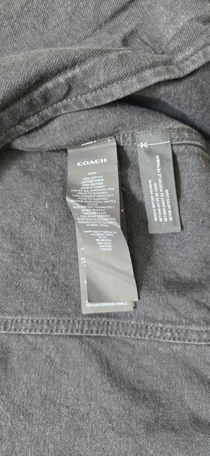Coach Signature Denim Jacket Black Monogram All Over Logo Print Trucker, M