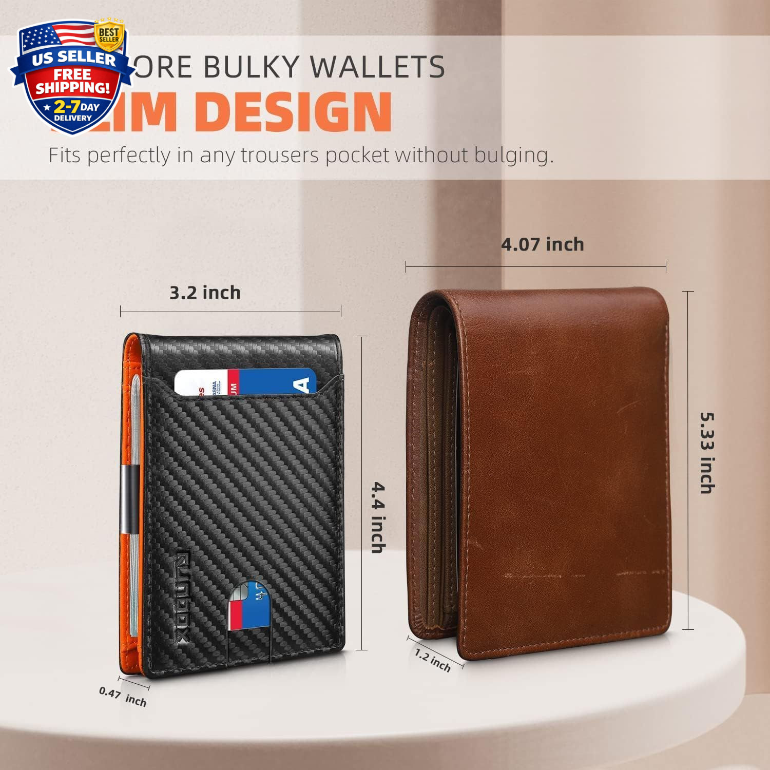 Billetera Hombre Carteras De Cuero Men Minimalista Delgadas Bloqueo Rfid Para…