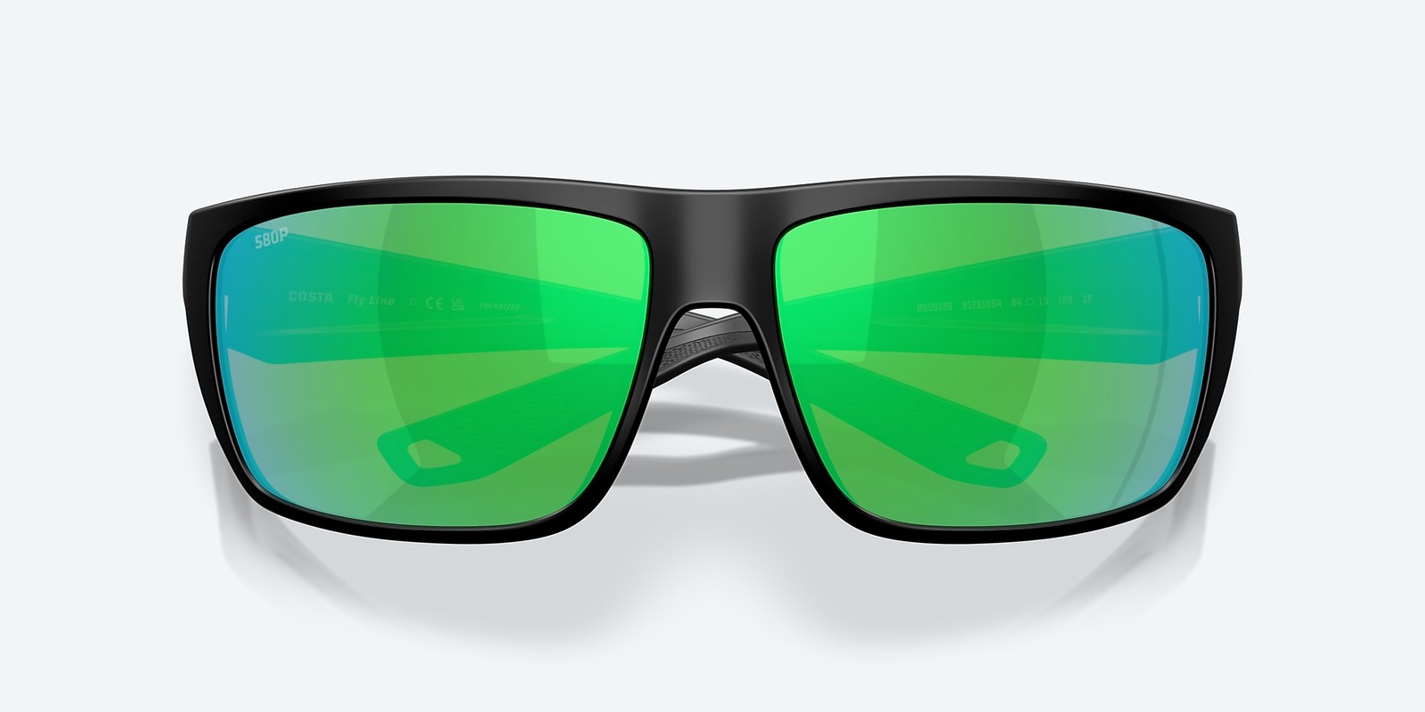 Costa Del Mar Fly Line Matte Black/Green Mirror 580P Polarized Men’s Sunglasses