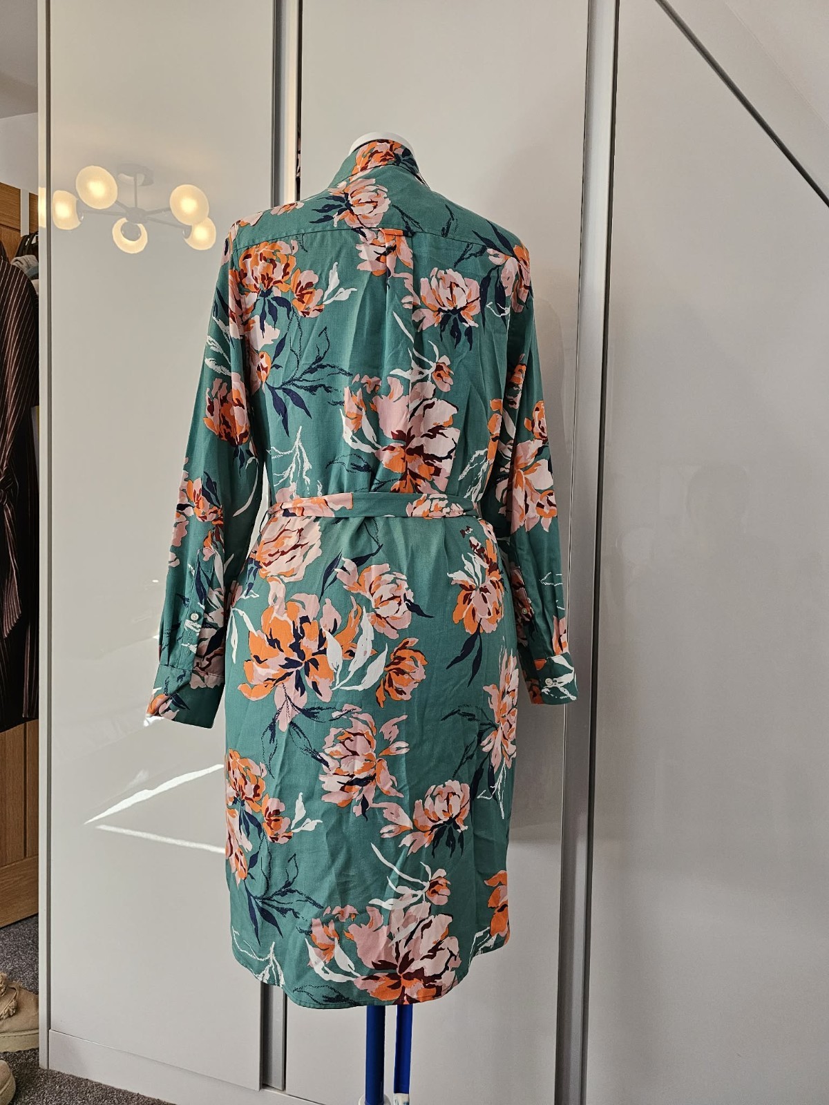 GANT jade green floral peony print shirt dress 14
