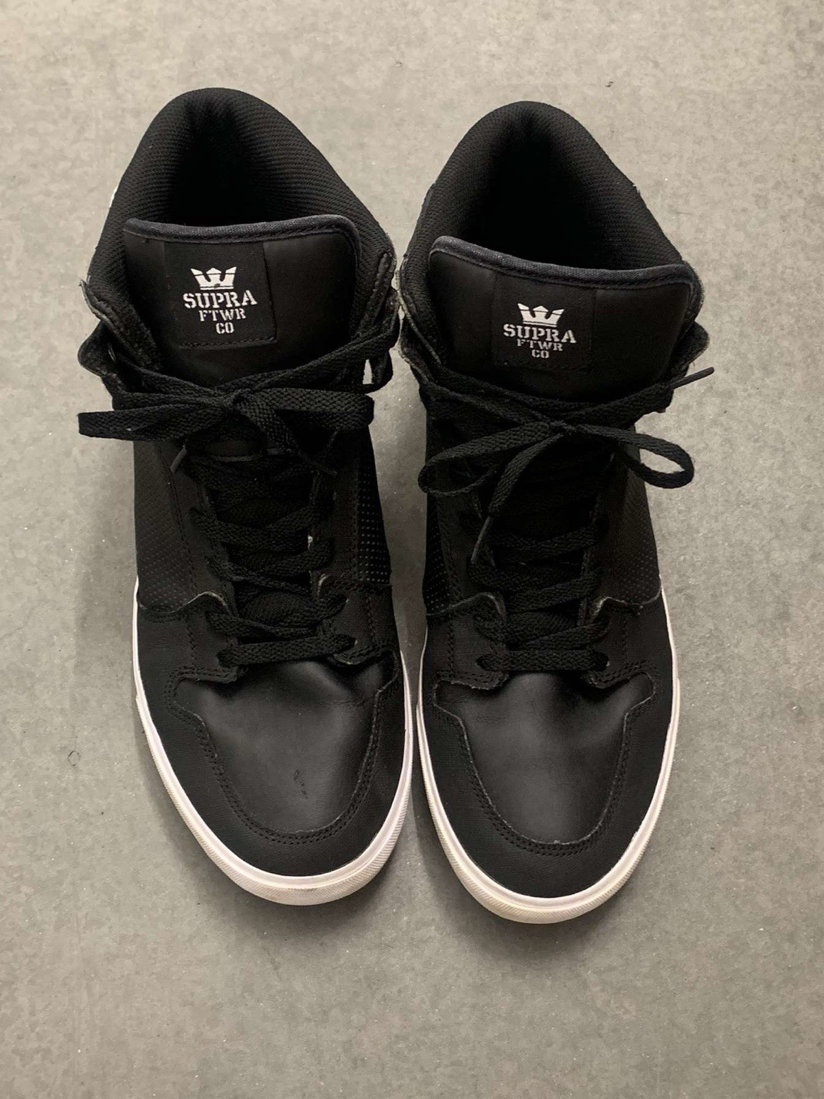 Supra Vaider Men’s Size 13 Black White Leather High Top Sneakers Shoes