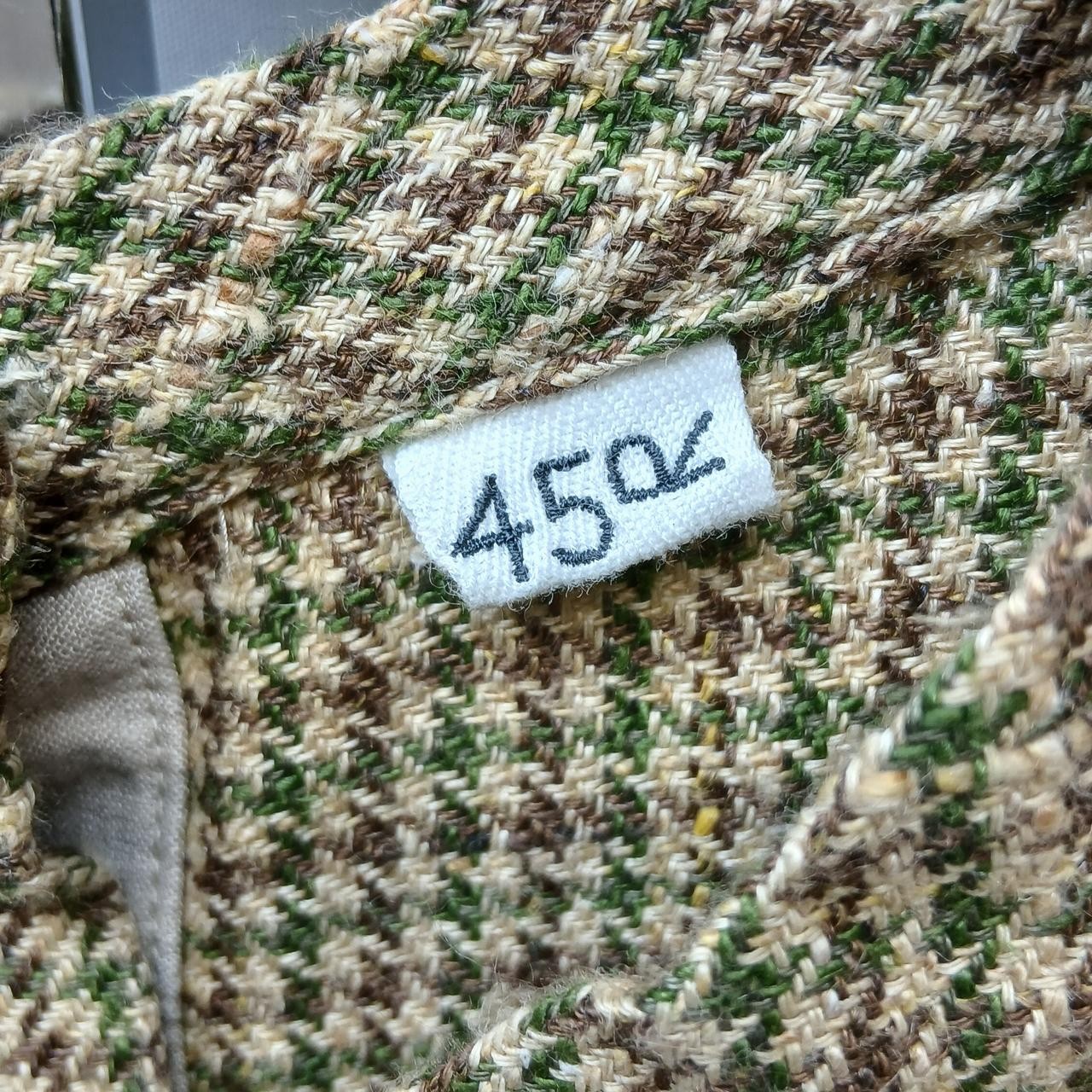 45R Linen Houndstooth Tweed Top, Women’s Short Sleeve, Chest 20in