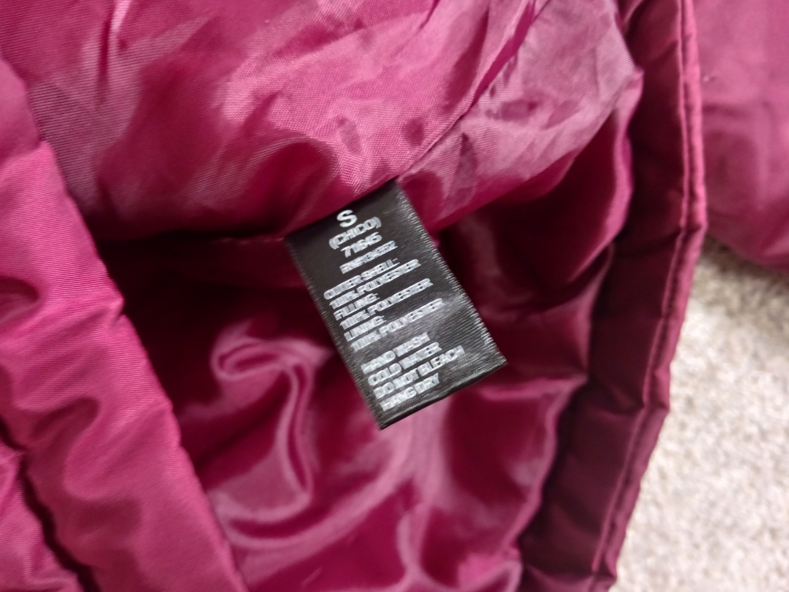 Ambiance Outerwear Small Womens Jacket Full Zip Maroon White Lined Filled