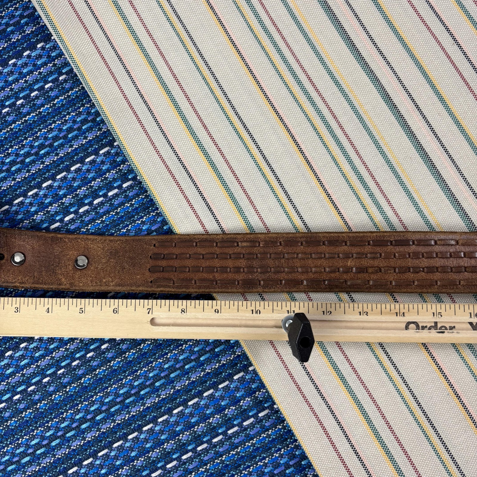 Western Leather Belt Mens 32 Brown Italian Braided B Initial Silver Oval Buckle
