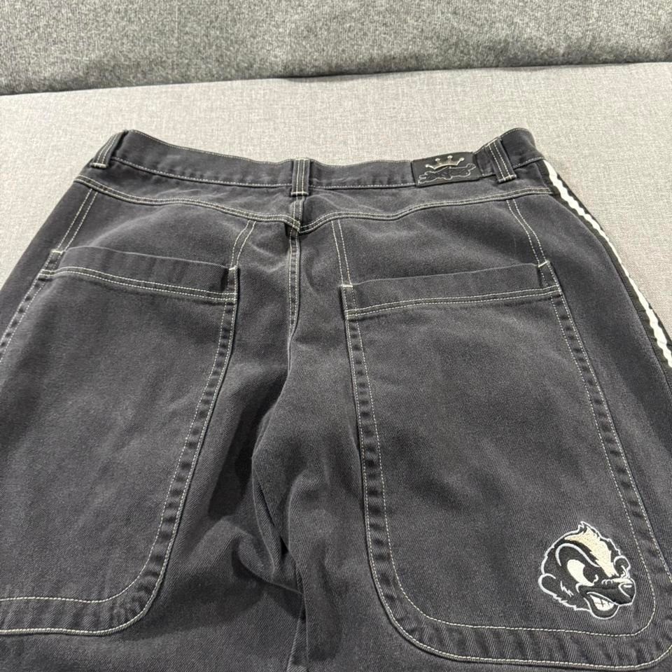 Vintage Y2K JNCO Skunk Denim Jeans SUPER Baggy Wide Leg Faded Black 42
