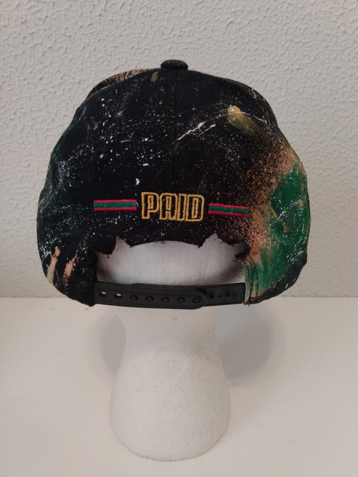 Top Level Paid In Full Distressed Pins Paint Splatter Snap Back Hat Cap