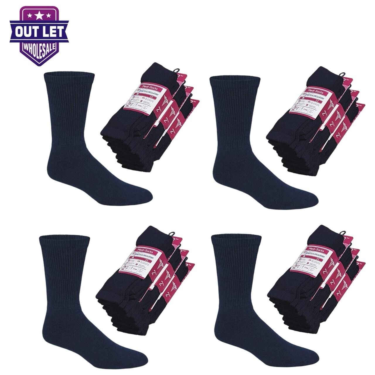 60 Pairs Wholesale Women’s Circulatory Cushion Cotton Crew Socks Navy size 9-11
