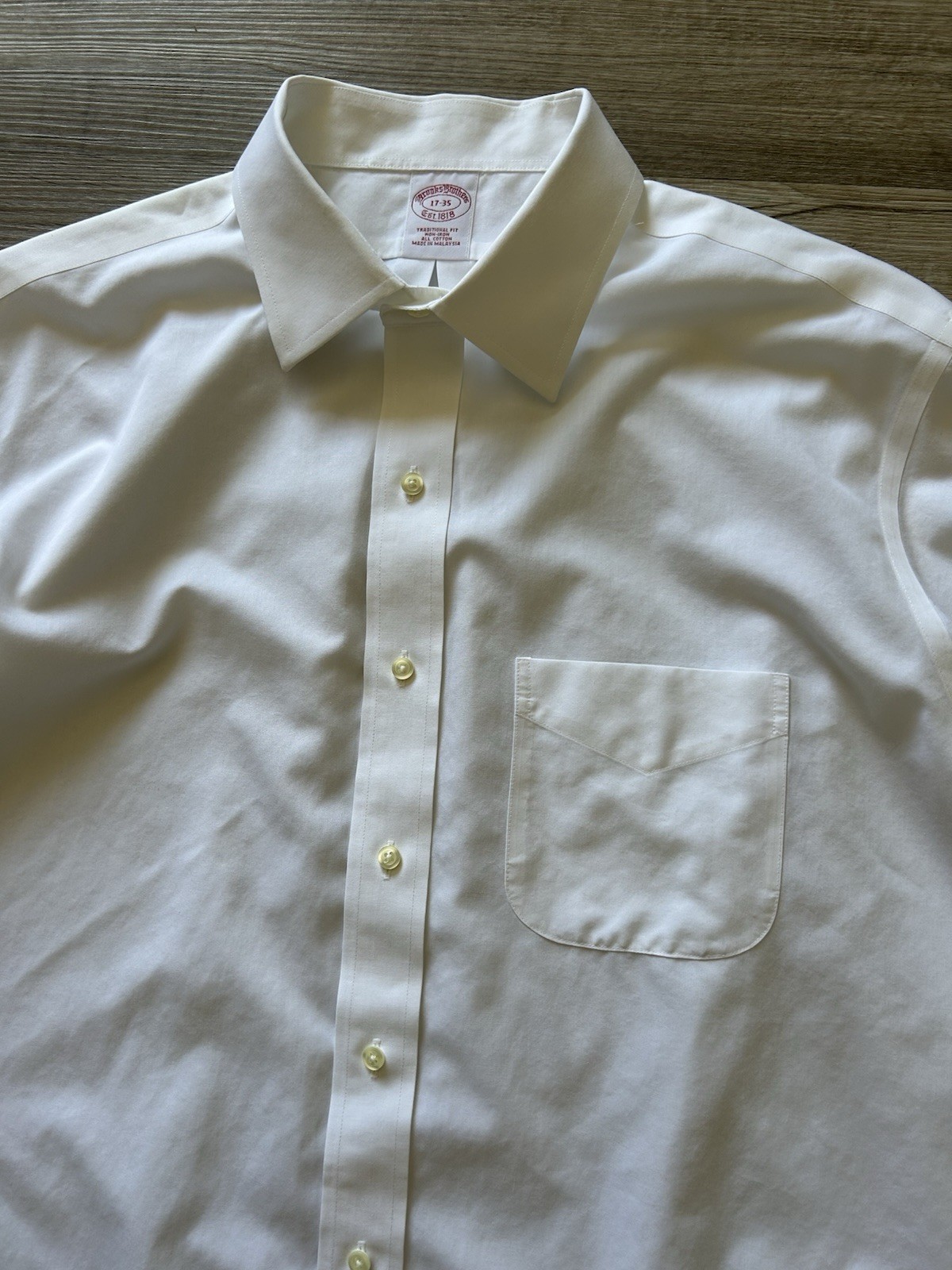 Brooks Brothers Traditional Fit Non-Iron White Dress Shirt French Cuff 17-35
