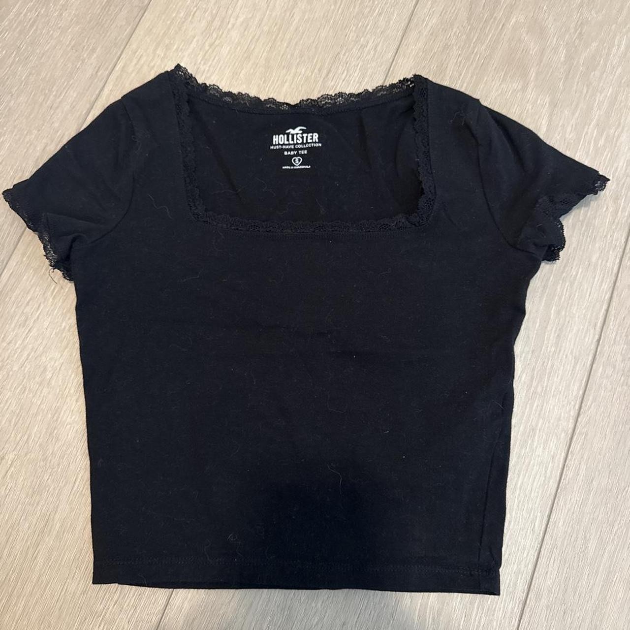 Black Hollister lace trim top #lace