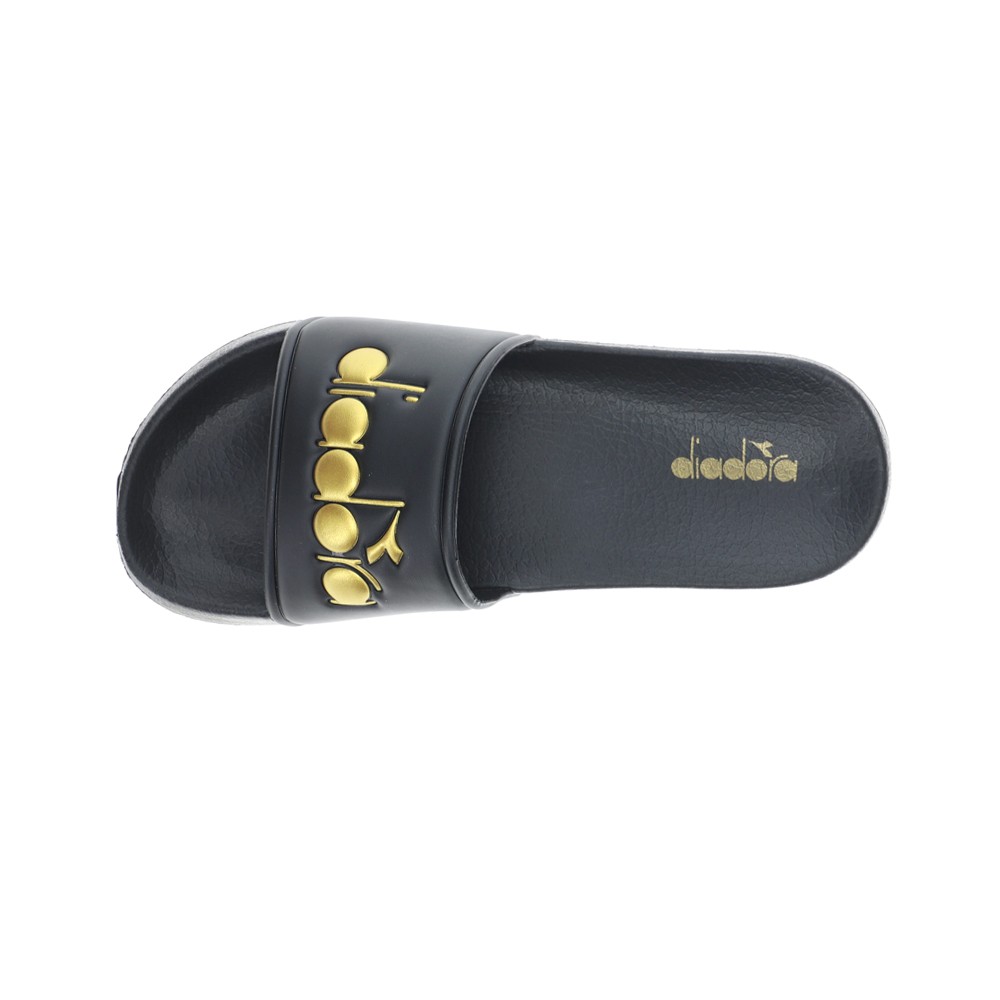 diadora Serifos Lux Slide Mens Black, Gold Casual Sandals 178352-C0893