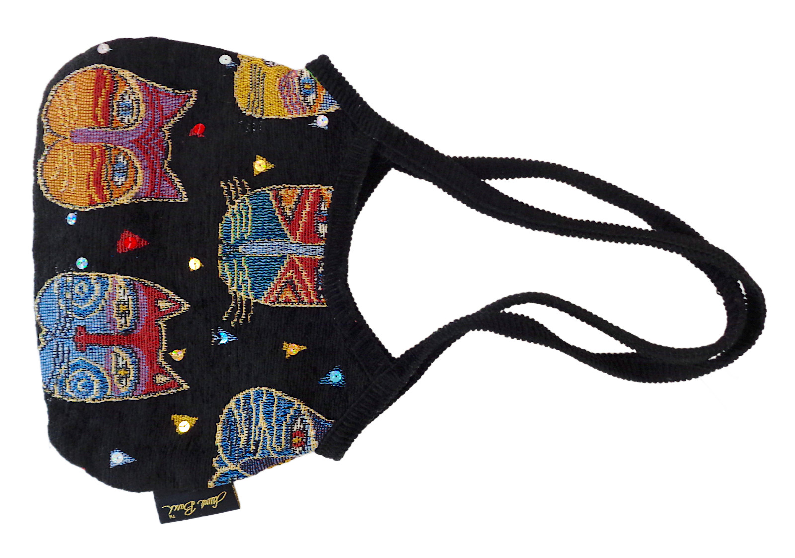 Laurel Burch Cat Tapestry Zip Bag Purse Size Small 12.5″ in x 7.25″