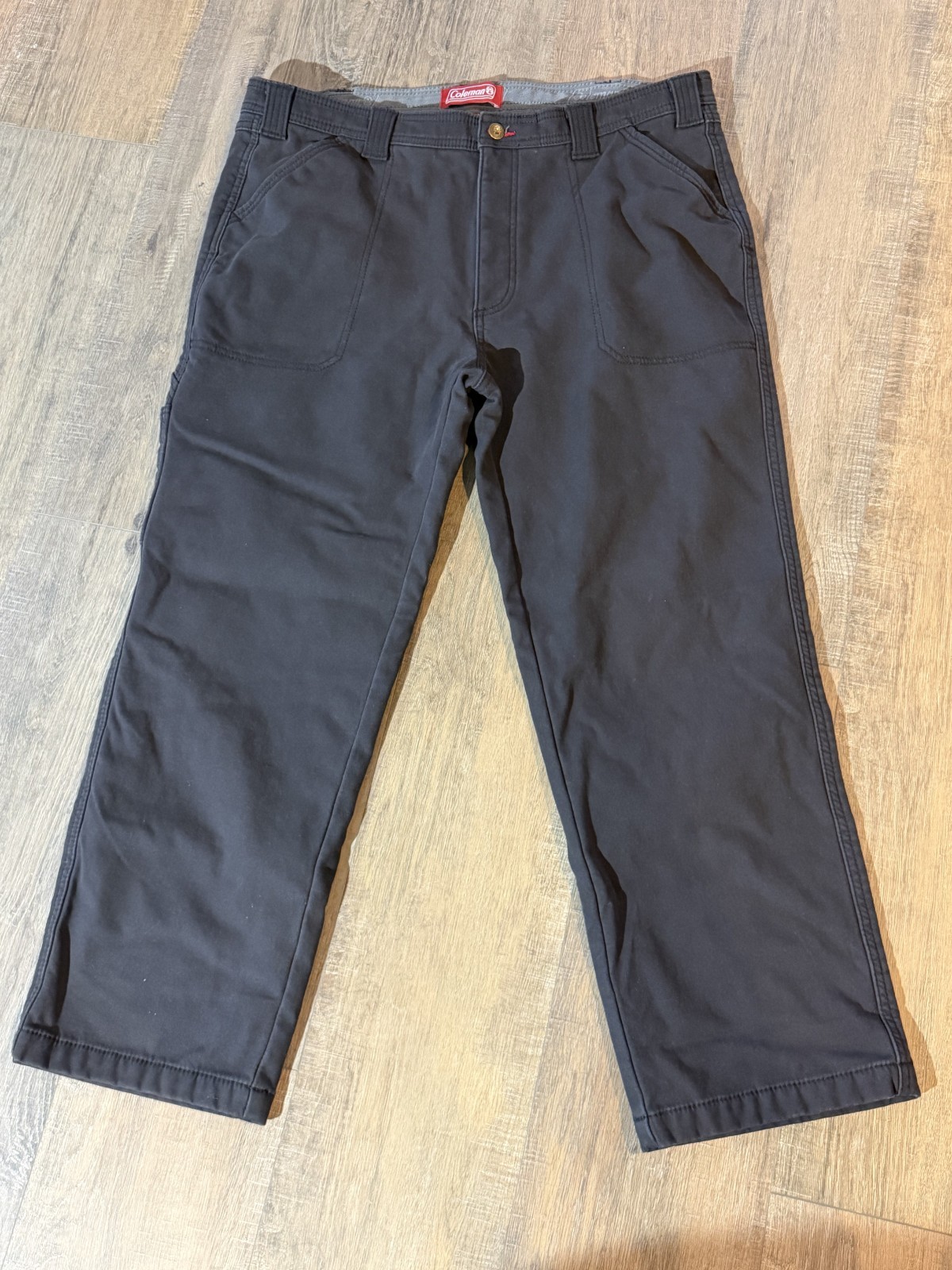 Coleman Men’s Dark Gray Canvas Utility Pants with Fleece Lining 38/30