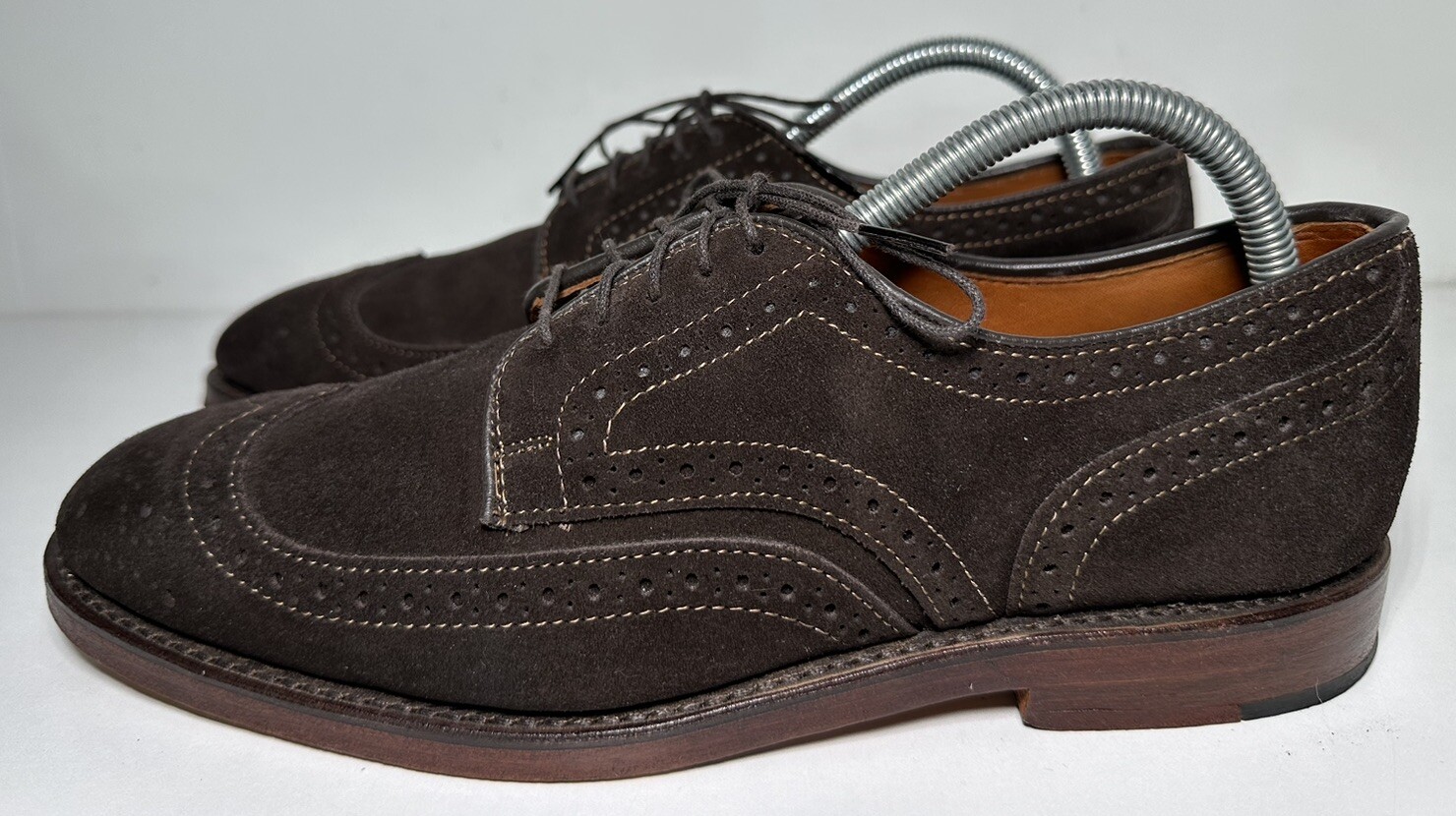 Allen Edmonds Player’s Shoe Wingtip Dress Dark Brown Suede Shoes Mens Size 7D