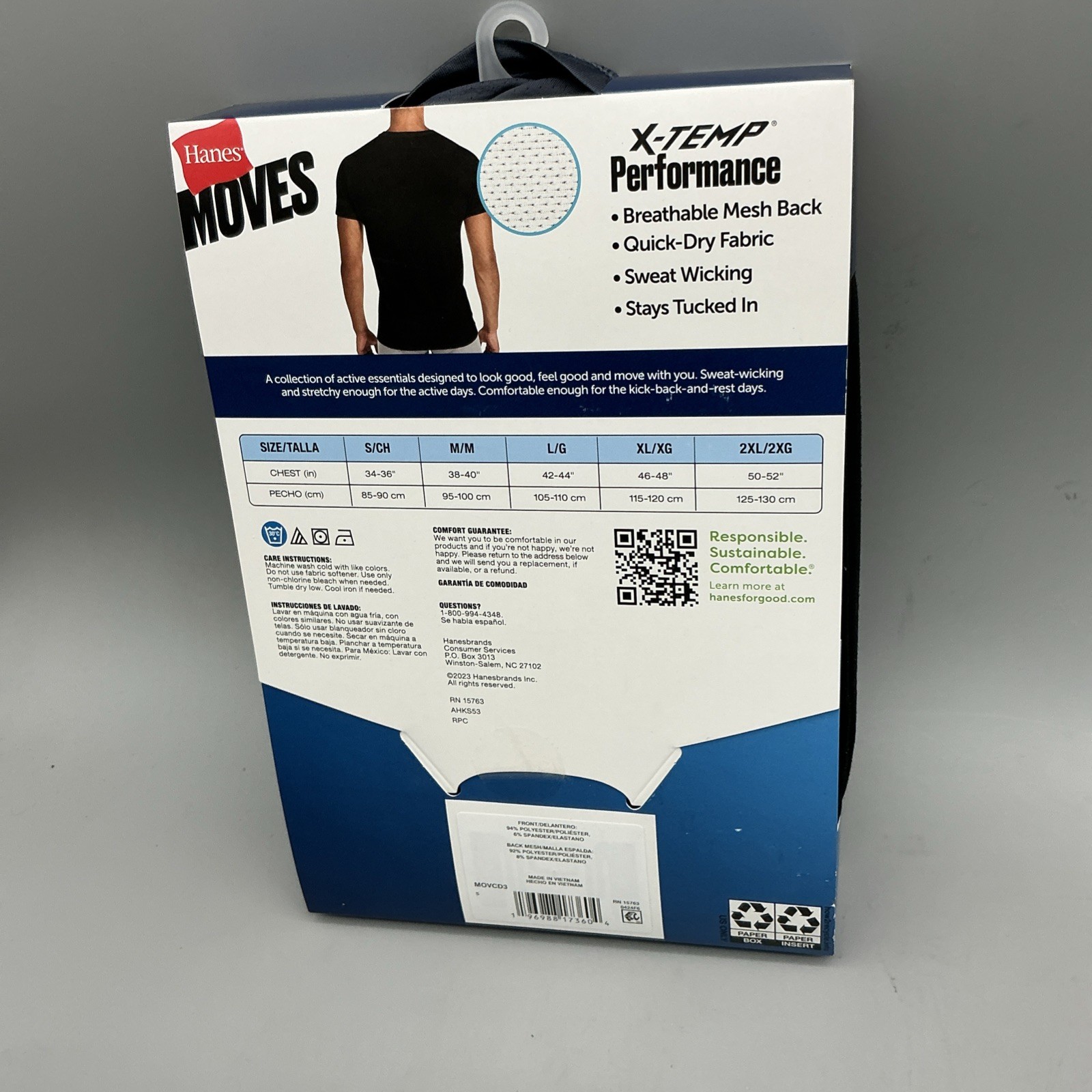 3 Pack Hanes Moves X-TEMP Performance Tagless T-shirts Size Small New