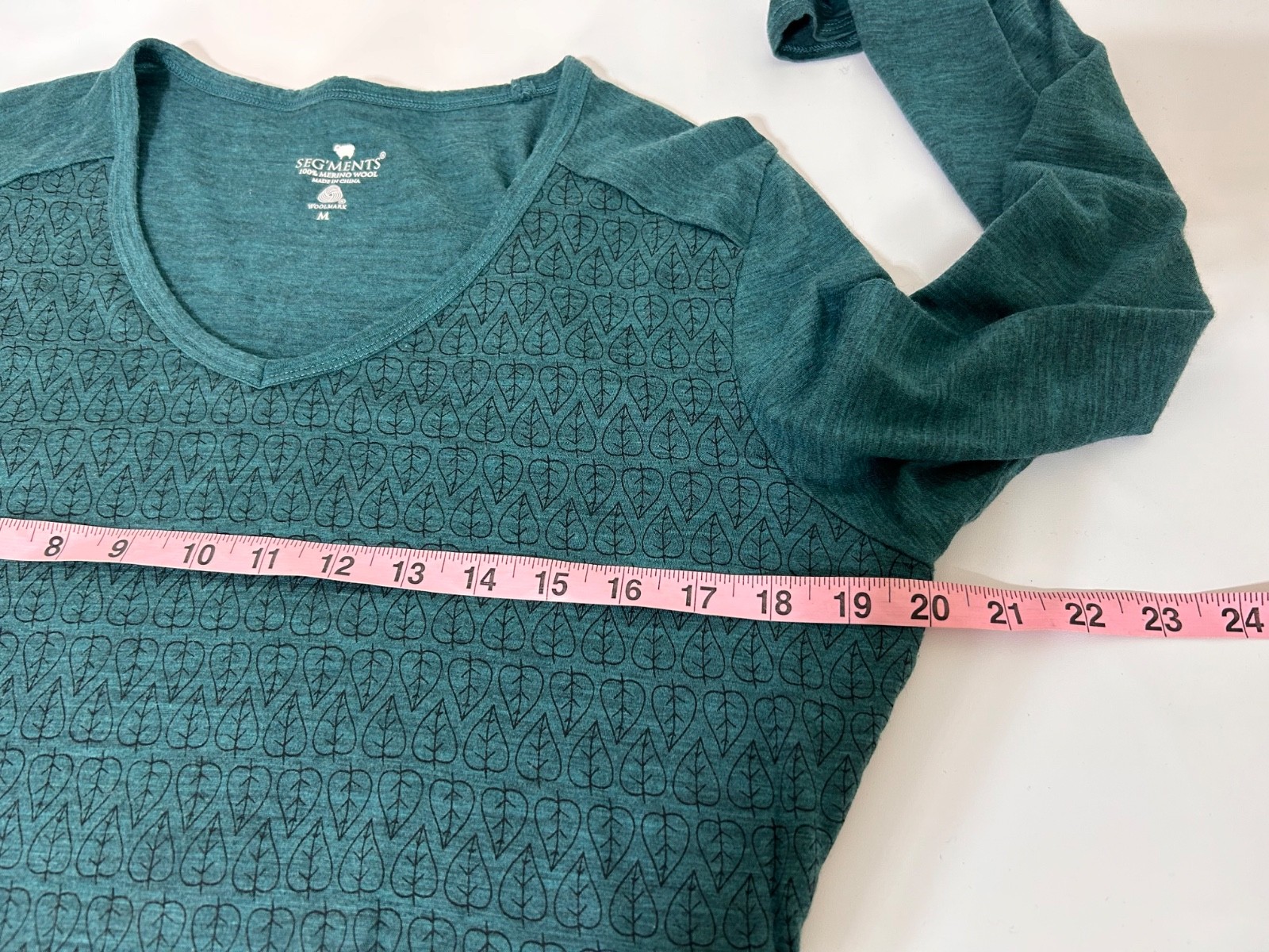 Seg’ments Green Merino Wool Long Sleeve Women’s T-Shirt Size M Top Base Layer a3