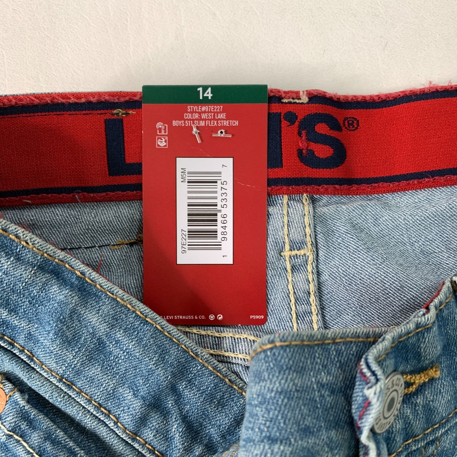 Levi’s Boys Youth Jeans 14 511 Slim Flex Stretch Denim Blue Jeans Size 14