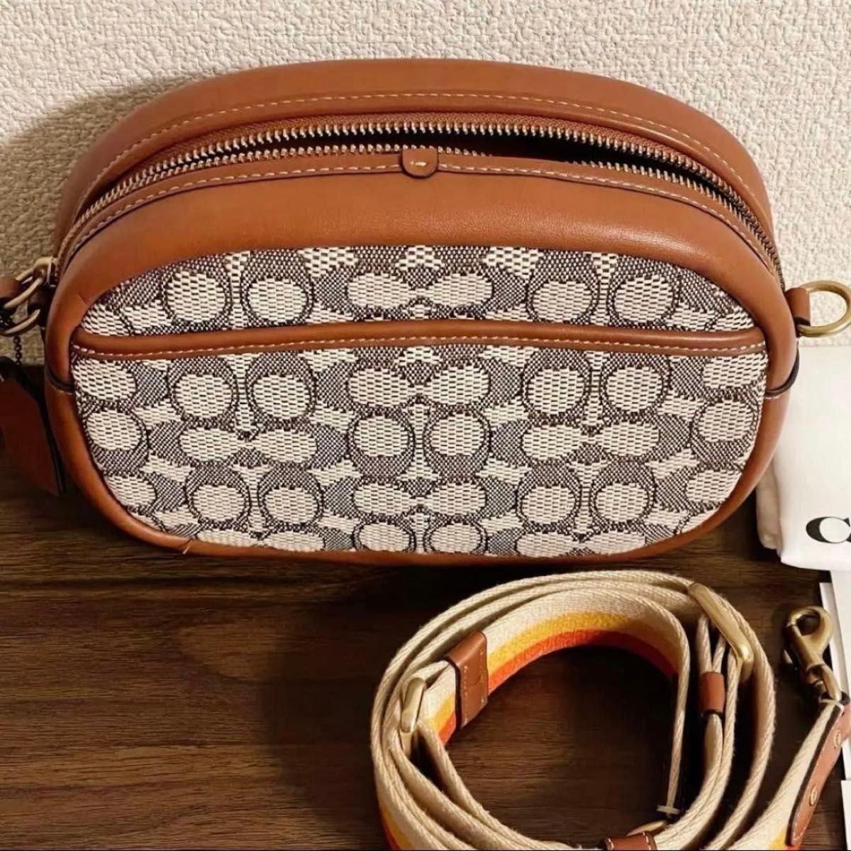 COACH Disney Camera Bag Signature Textile Jacquard Mickey Mouse C8555 Cocoa Mult