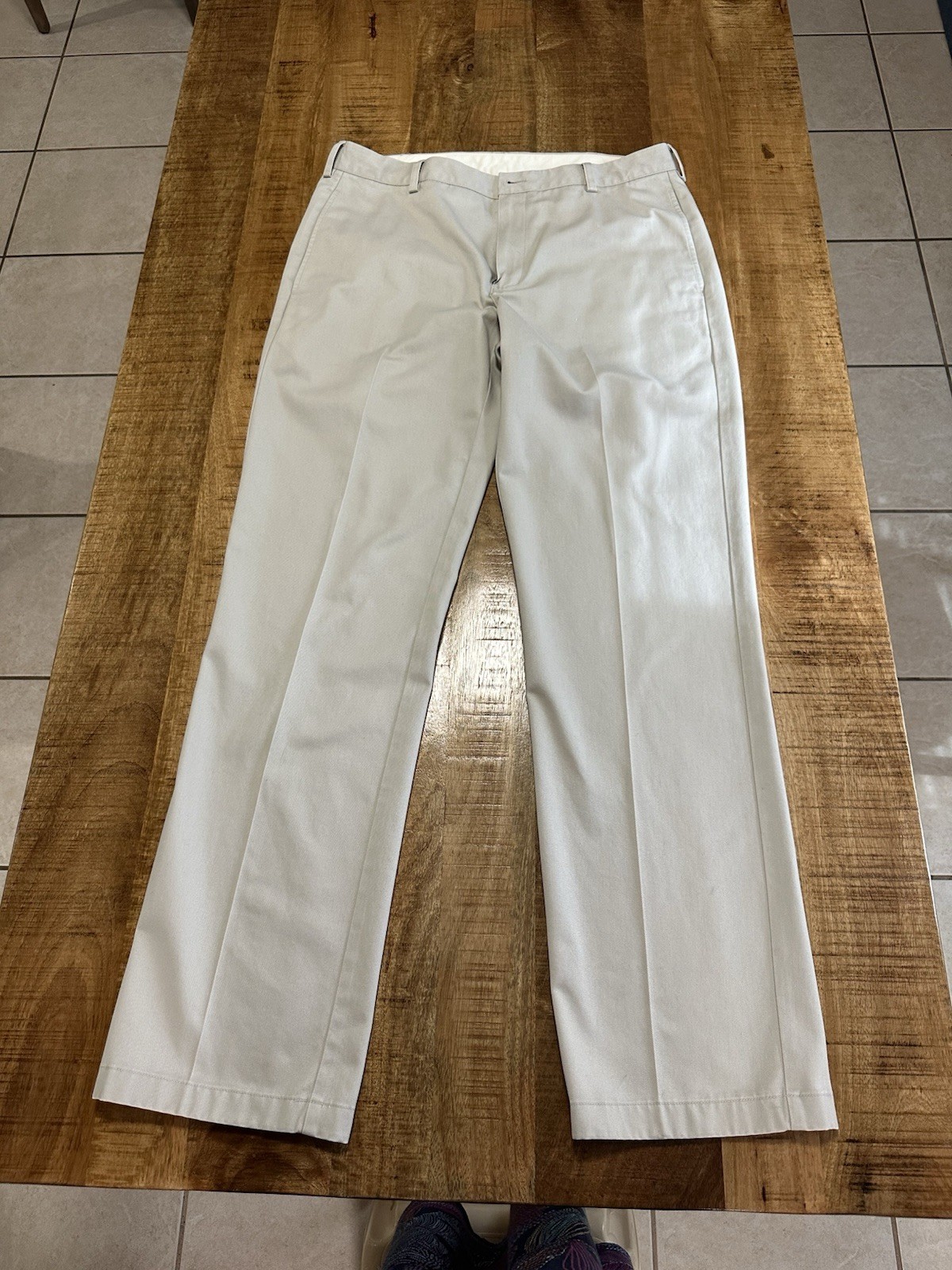 LL Bean Mens 35×34 Light Beige Standard Fit Chino Flat Front Straight Trouser